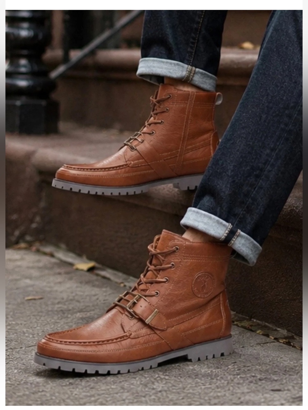 POLO Ralph Lauren Ranger
Leather Lace Up Buckle Boot Tan size 10 new /no box
